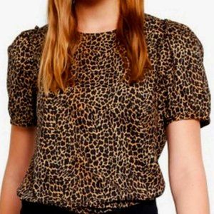 J. Crew Puff-Sleeve Top in Cheetah Print Poplin